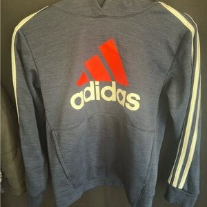 Adidas Navy Hoodie with Red and White Logo